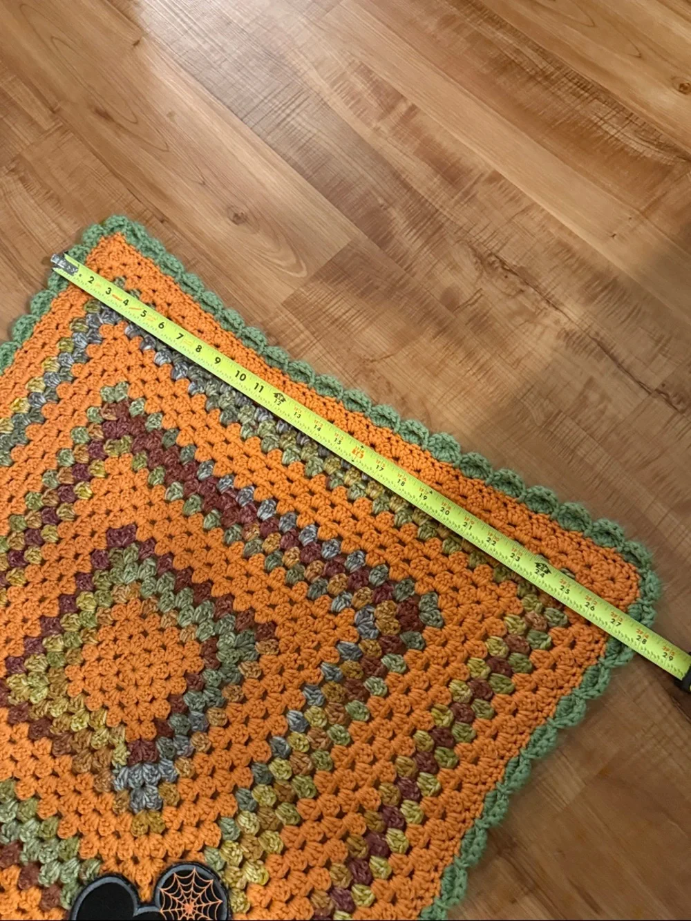 Handmade Crochet Halloween Mickey Baby or Throw Blanket in Orange, Green, Brown
